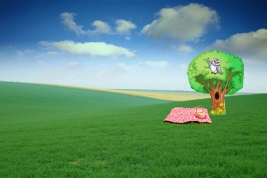 "На пикник" - фотоколлаж Photoshop